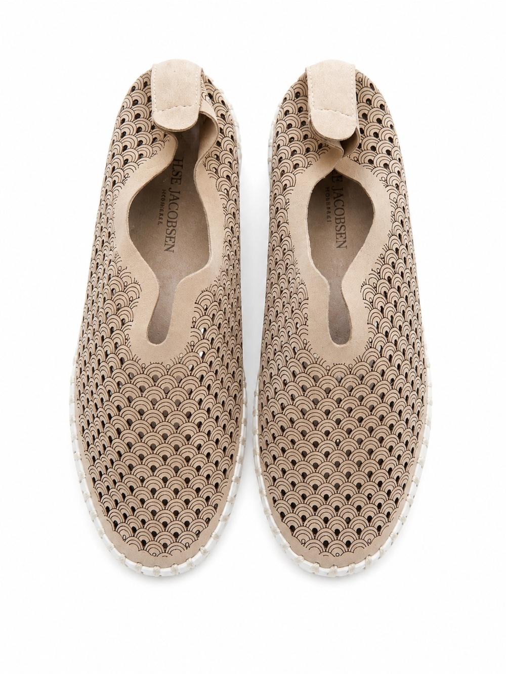 Ilse Jacobsen Beige Laser-Cut Slip-On Loafers